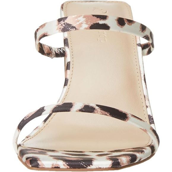 Women's Avery Square Toe Two Strap High Heeled Leopard Sandal - Picture 2 of 7